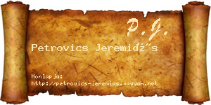 Petrovics Jeremiás névjegykártya